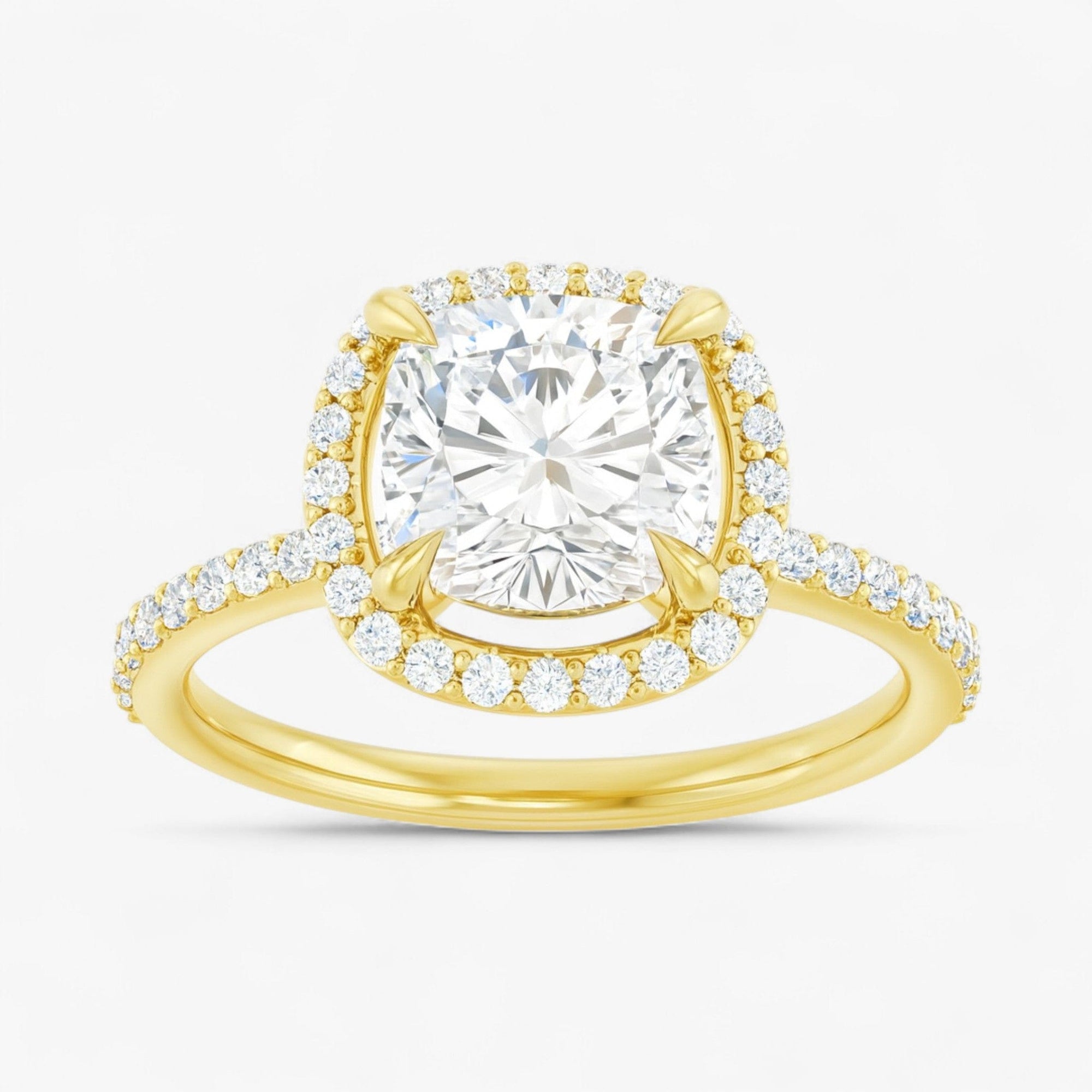 The Timeless Pavé Halo Engagement Ring | Cushion