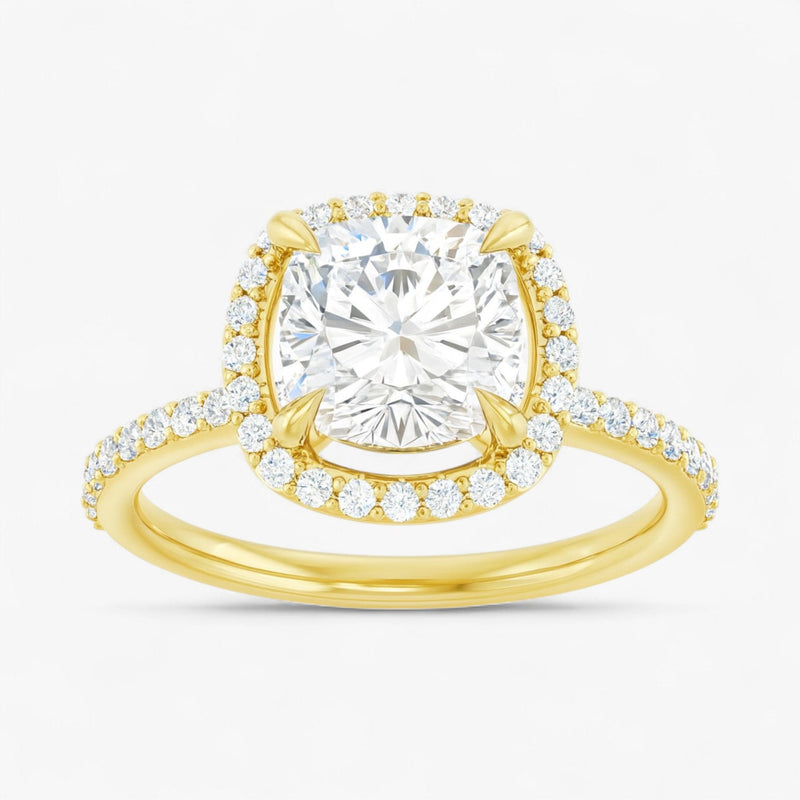 The Timeless Pavé Halo Engagement Ring | Cushion