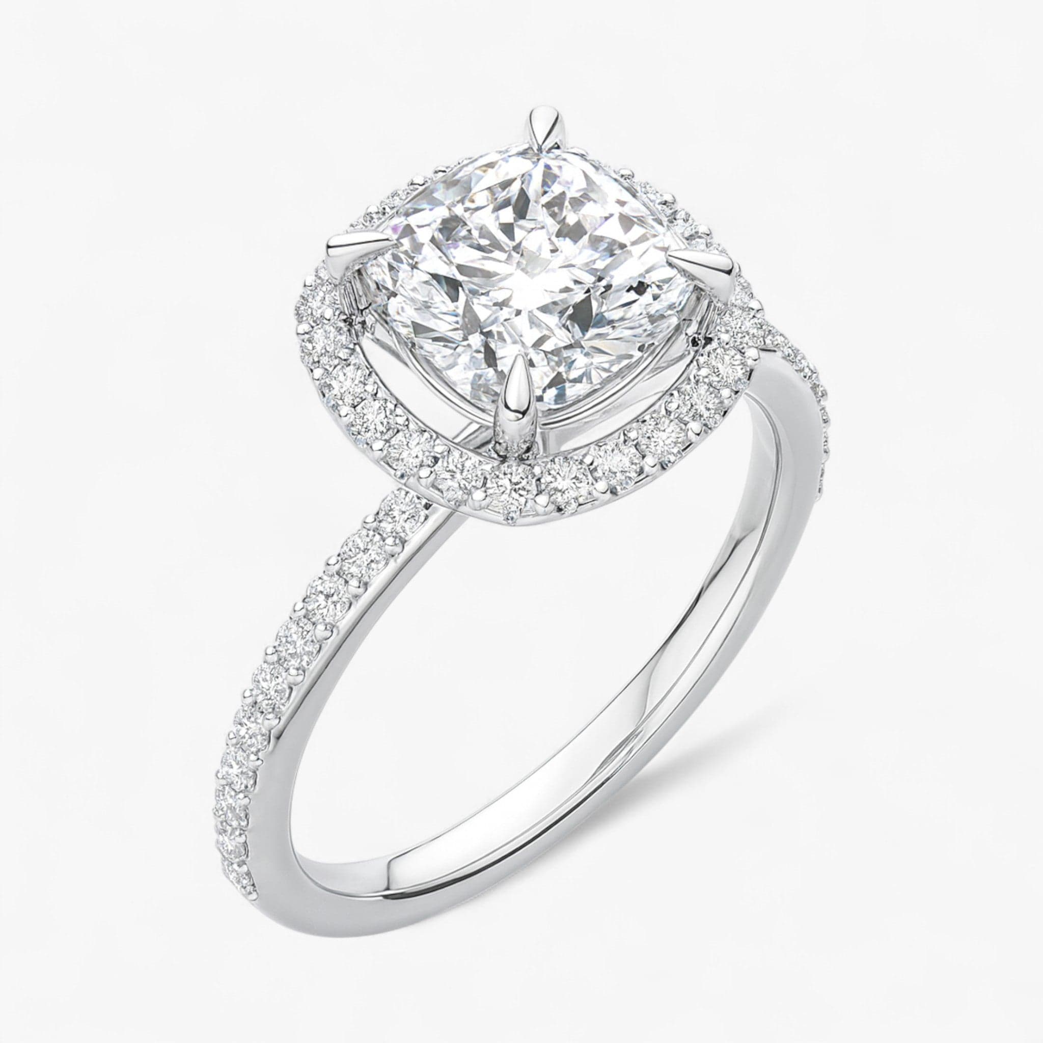 The Timeless Pavé Halo Engagement Ring | Cushion