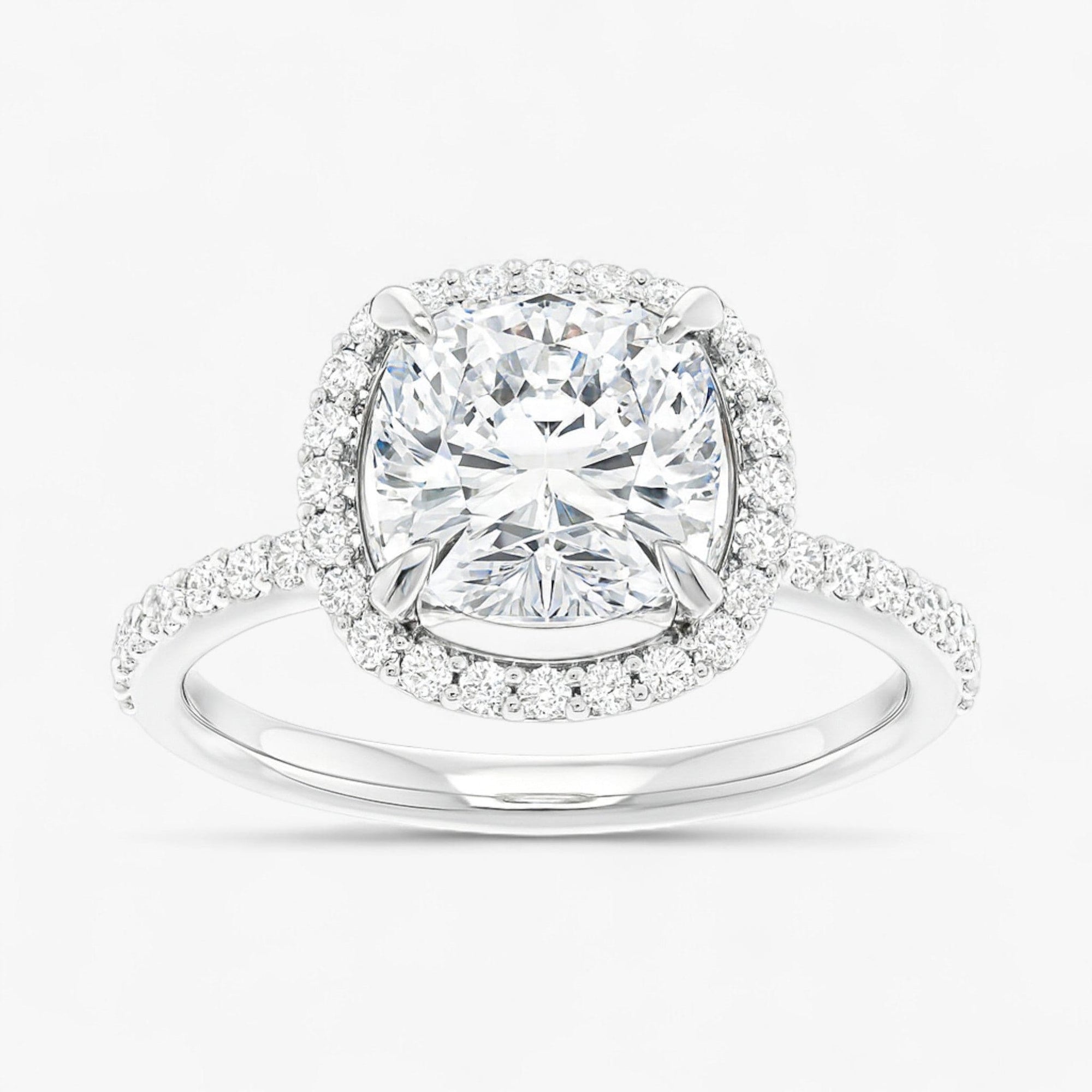 The Timeless Pavé Halo Engagement Ring | Cushion