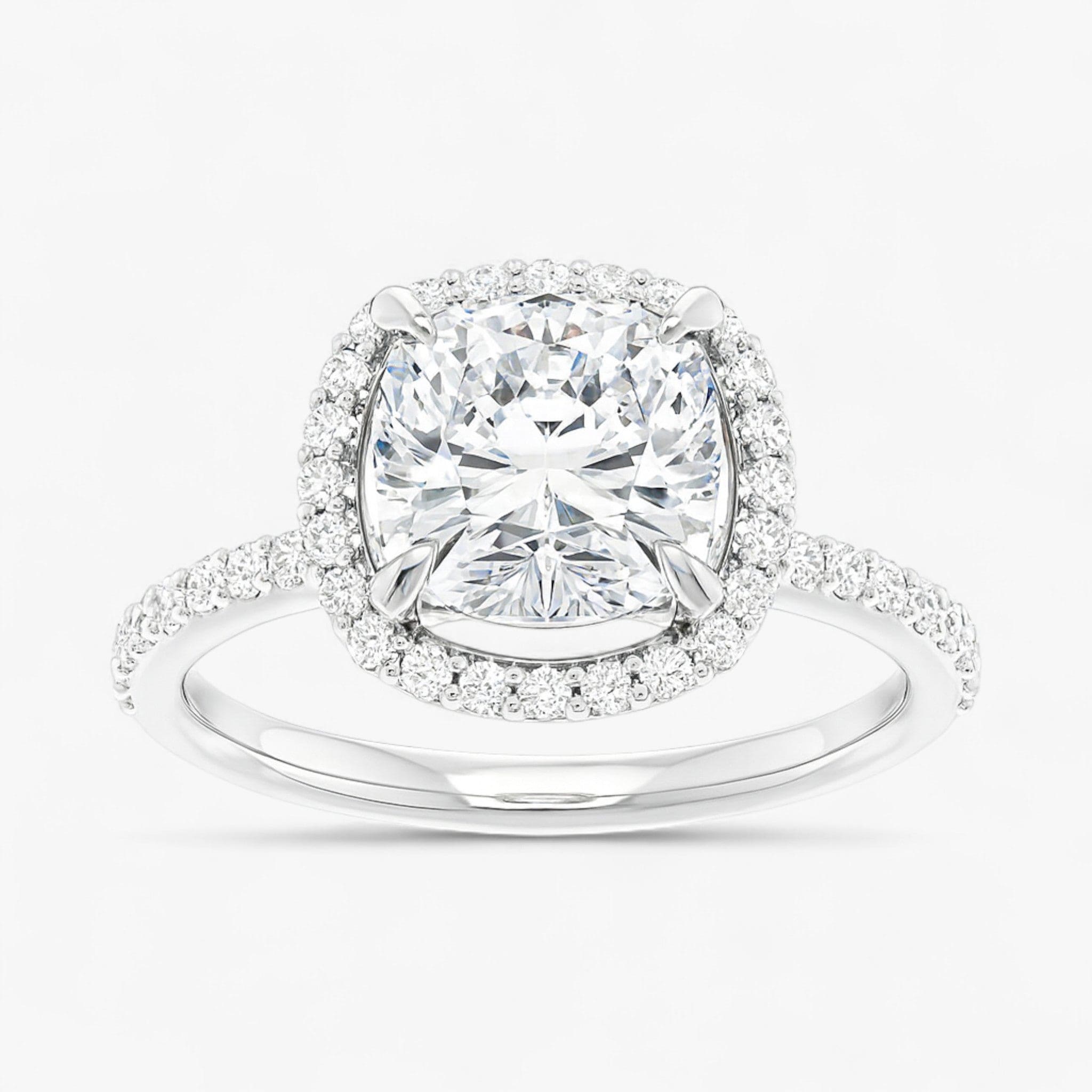 The Timeless Pavé Halo Engagement Ring | Cushion