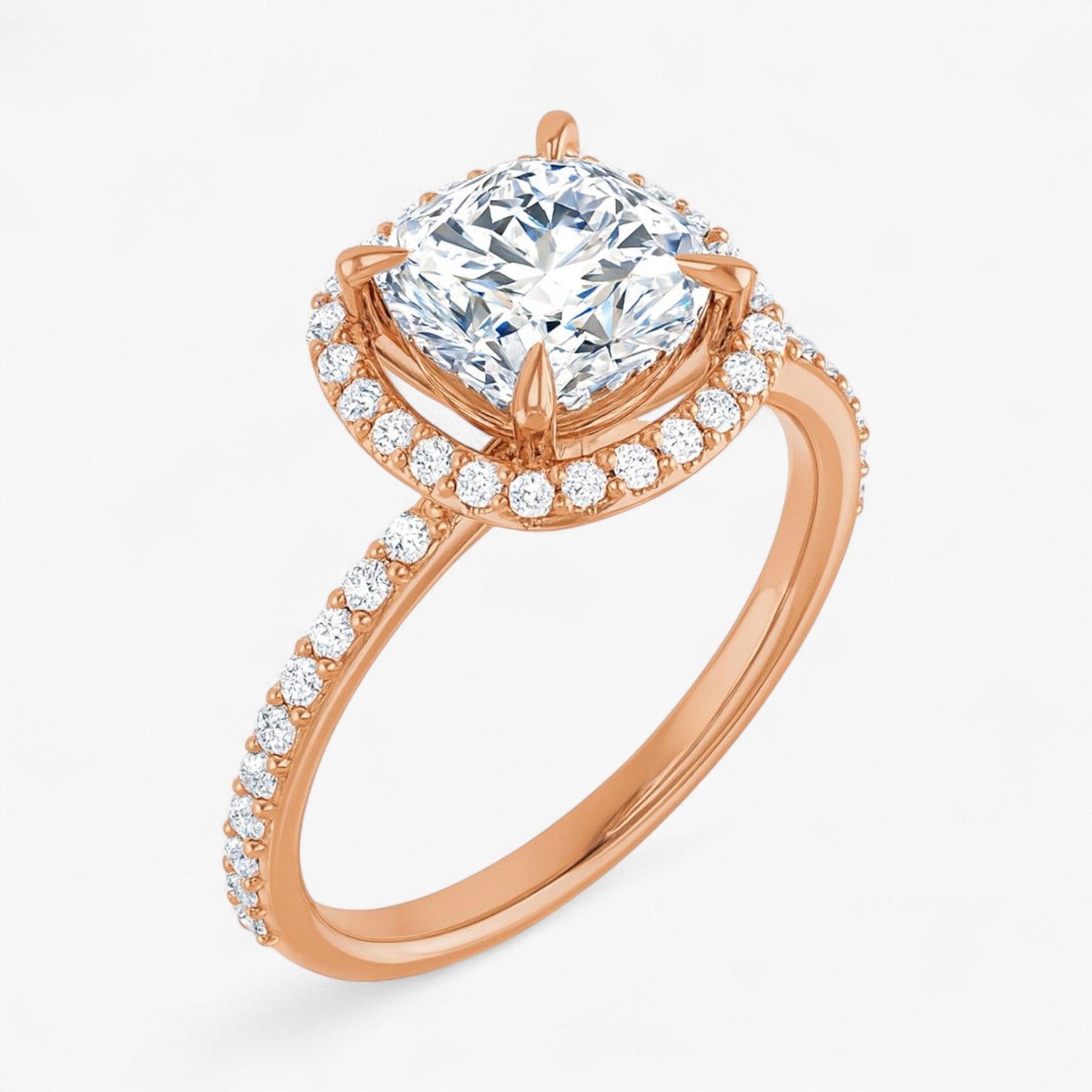 The Timeless Pavé Halo Engagement Ring | Cushion