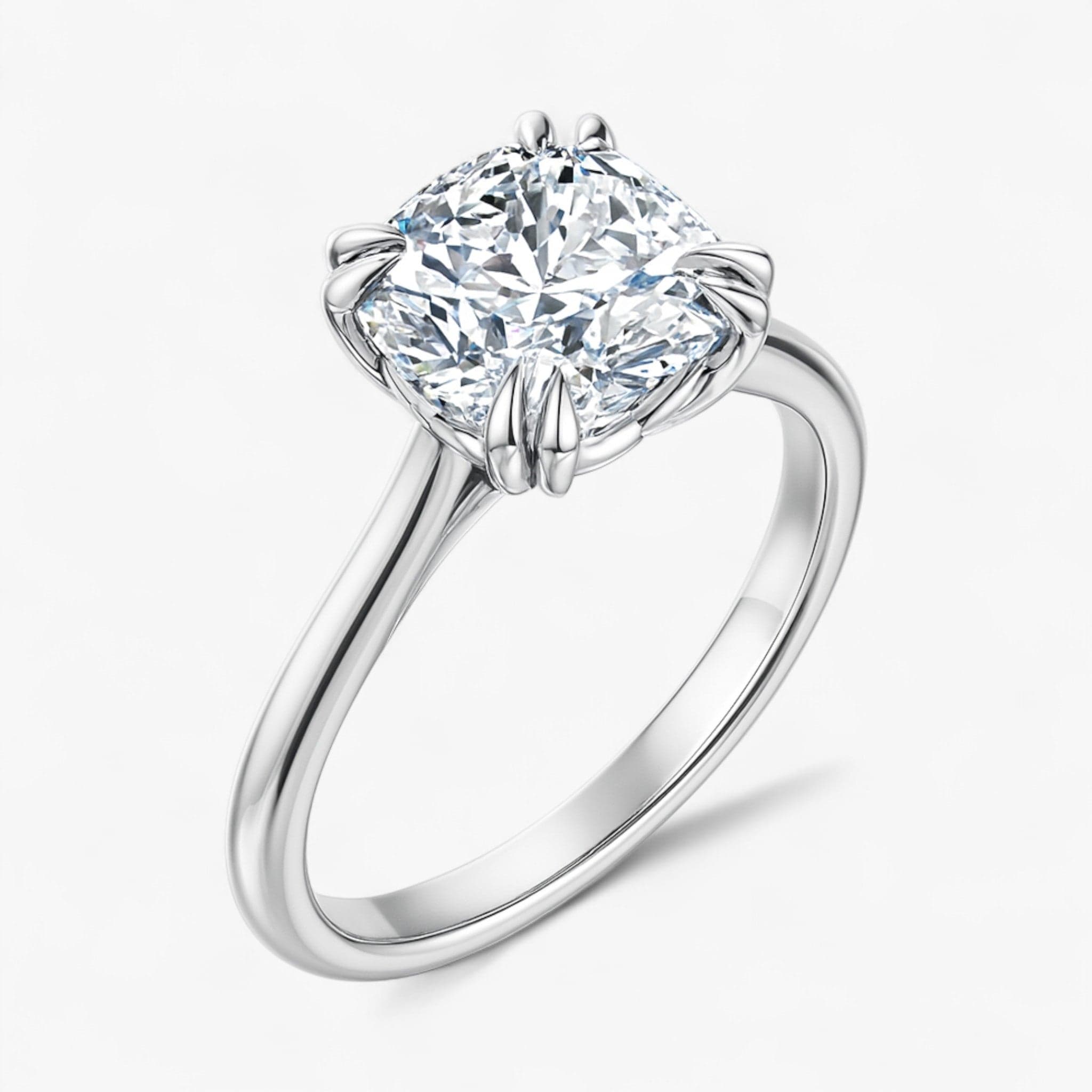 The Double Claw Solitaire Engagement Ring | Cushion
