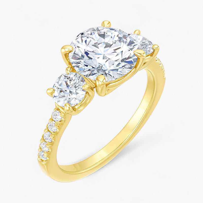 The Iconic 3-Stone Pavé Engagement Ring | Round