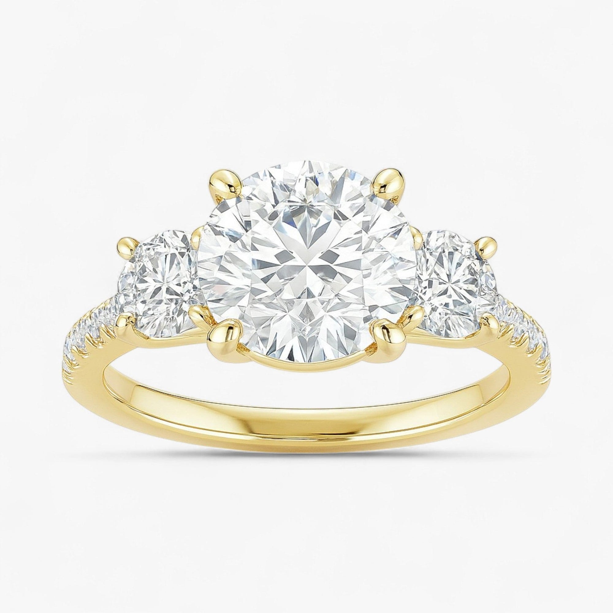 The Iconic 3-Stone Pavé Engagement Ring | Round