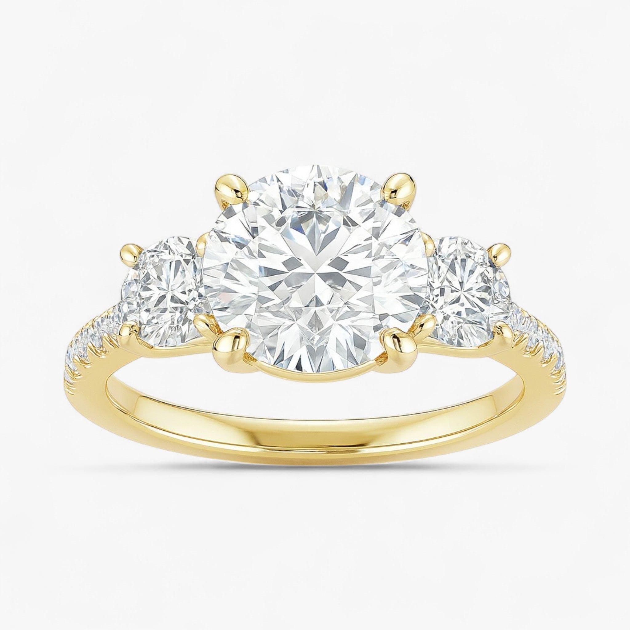 The Iconic 3-Stone Pavé Engagement Ring | Round