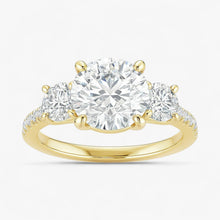 The Iconic 3-Stone Pavé Engagement Ring | Round