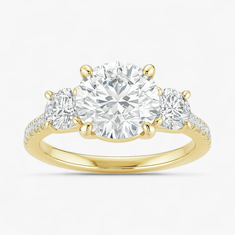 The Iconic 3-Stone Pavé Engagement Ring | Round