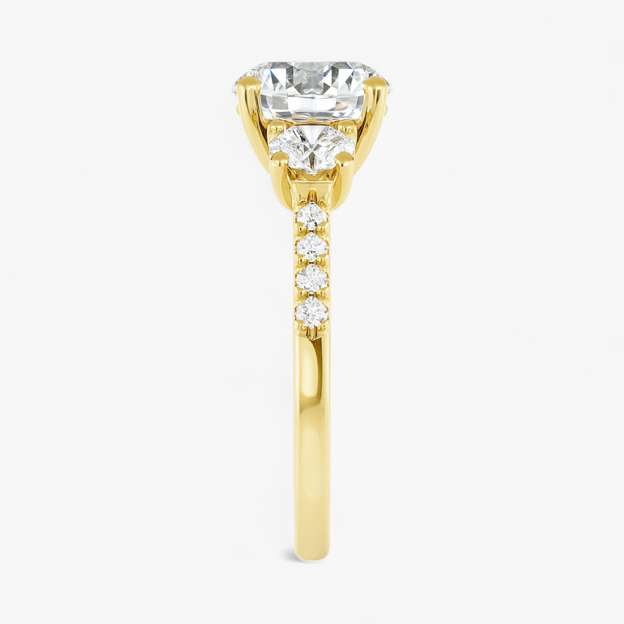 The Iconic 3-Stone Pavé Engagement Ring | Round
