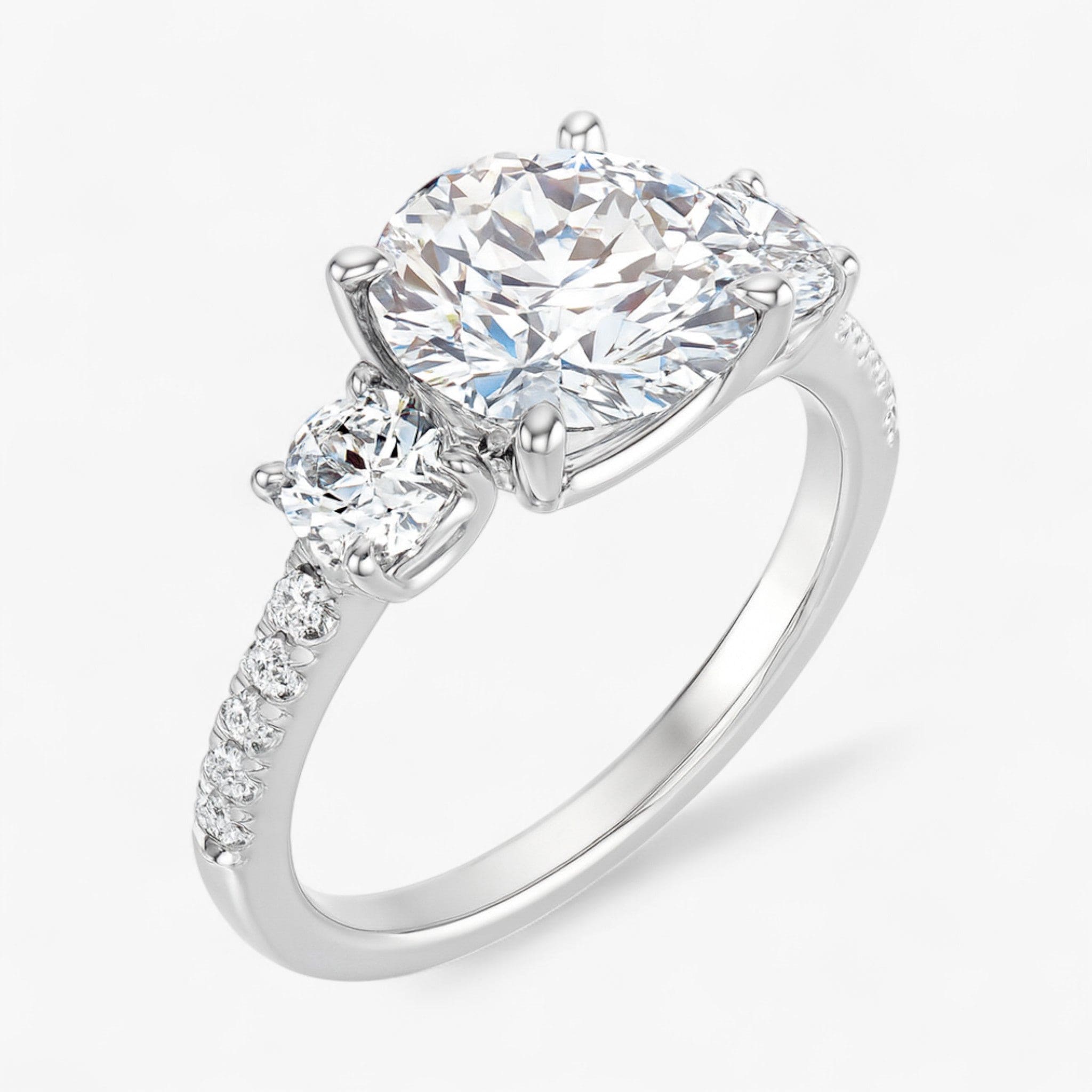 The Iconic 3-Stone Pavé Engagement Ring | Round