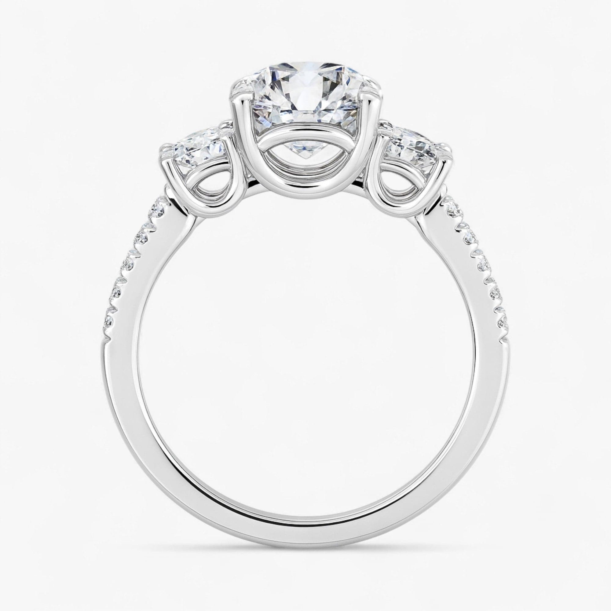 The Iconic 3-Stone Pavé Engagement Ring | Round