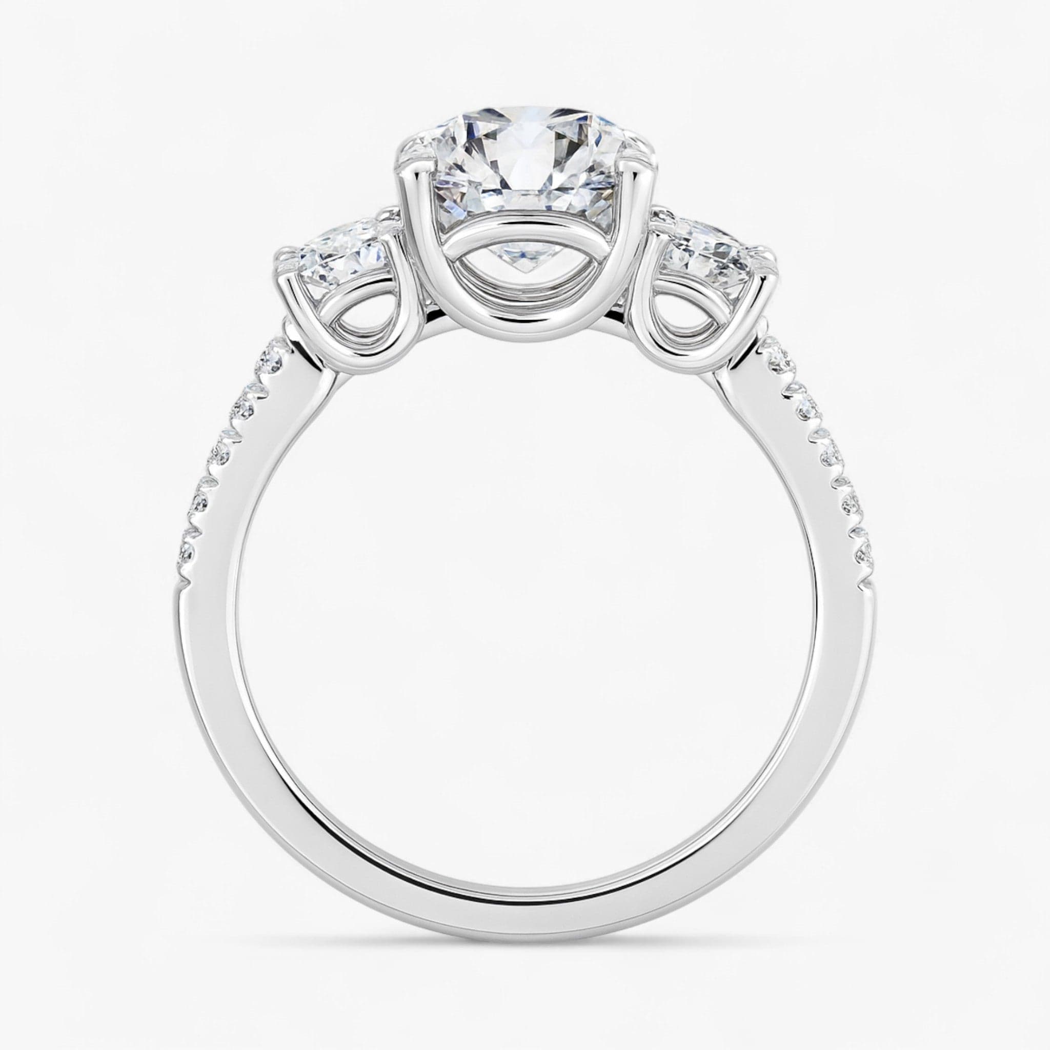 The Iconic 3-Stone Pavé Engagement Ring | Round