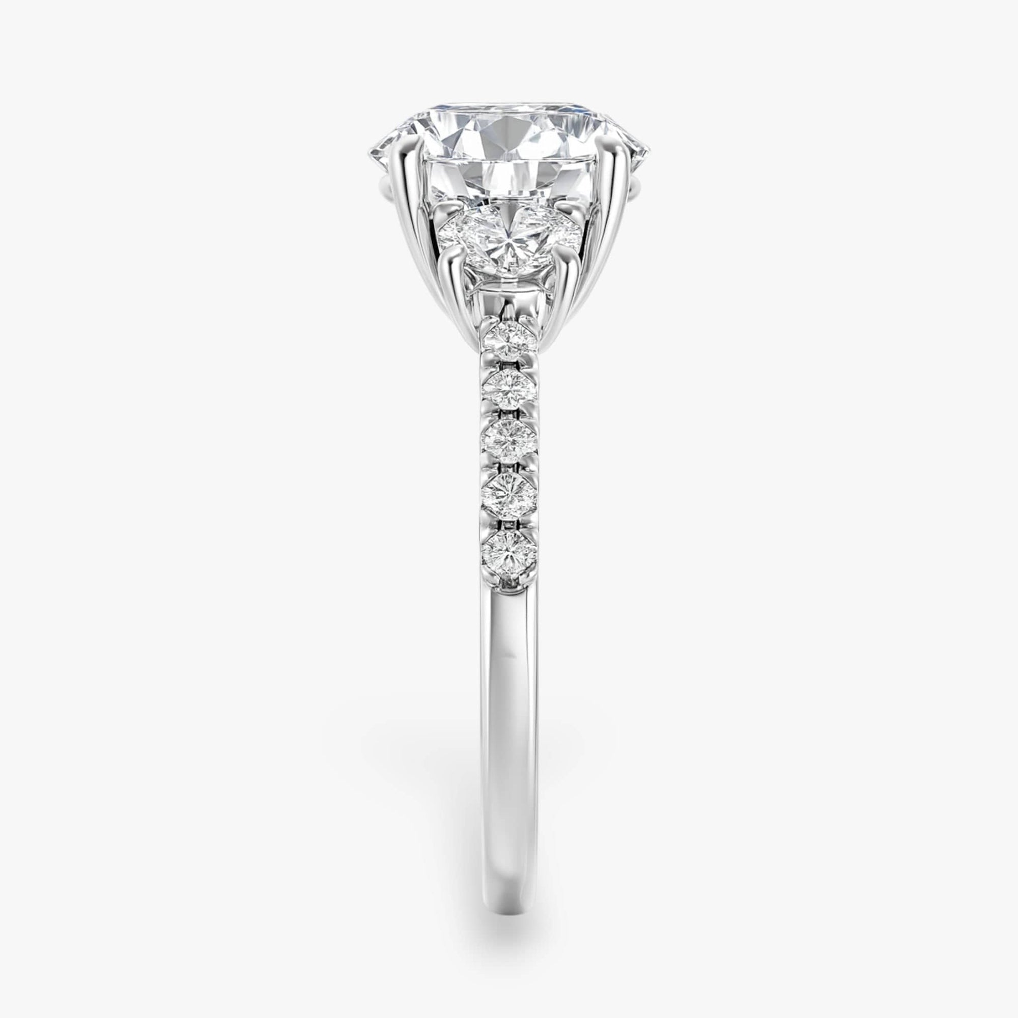 The Iconic 3-Stone Pavé Engagement Ring | Round