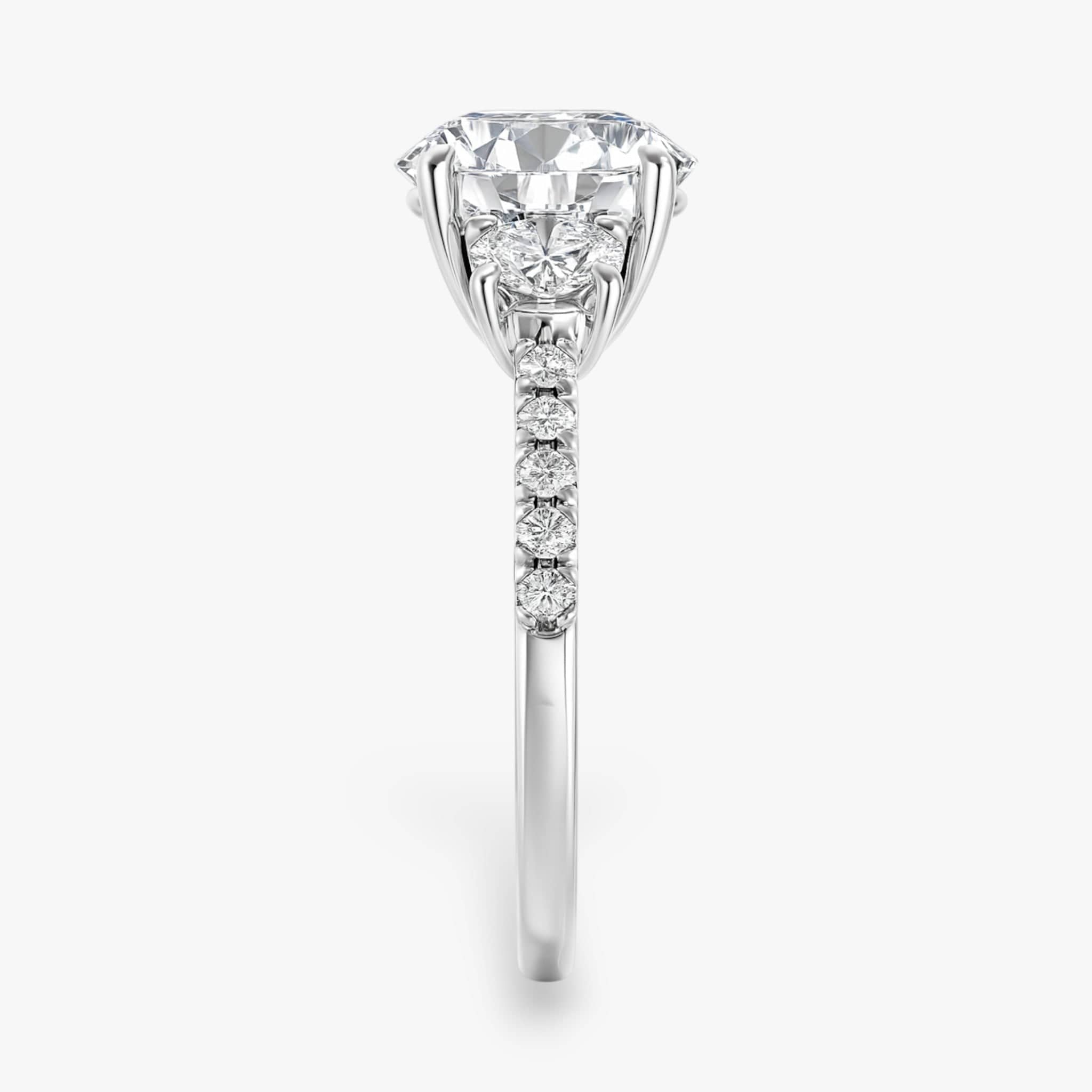 The Iconic 3-Stone Pavé Engagement Ring | Round