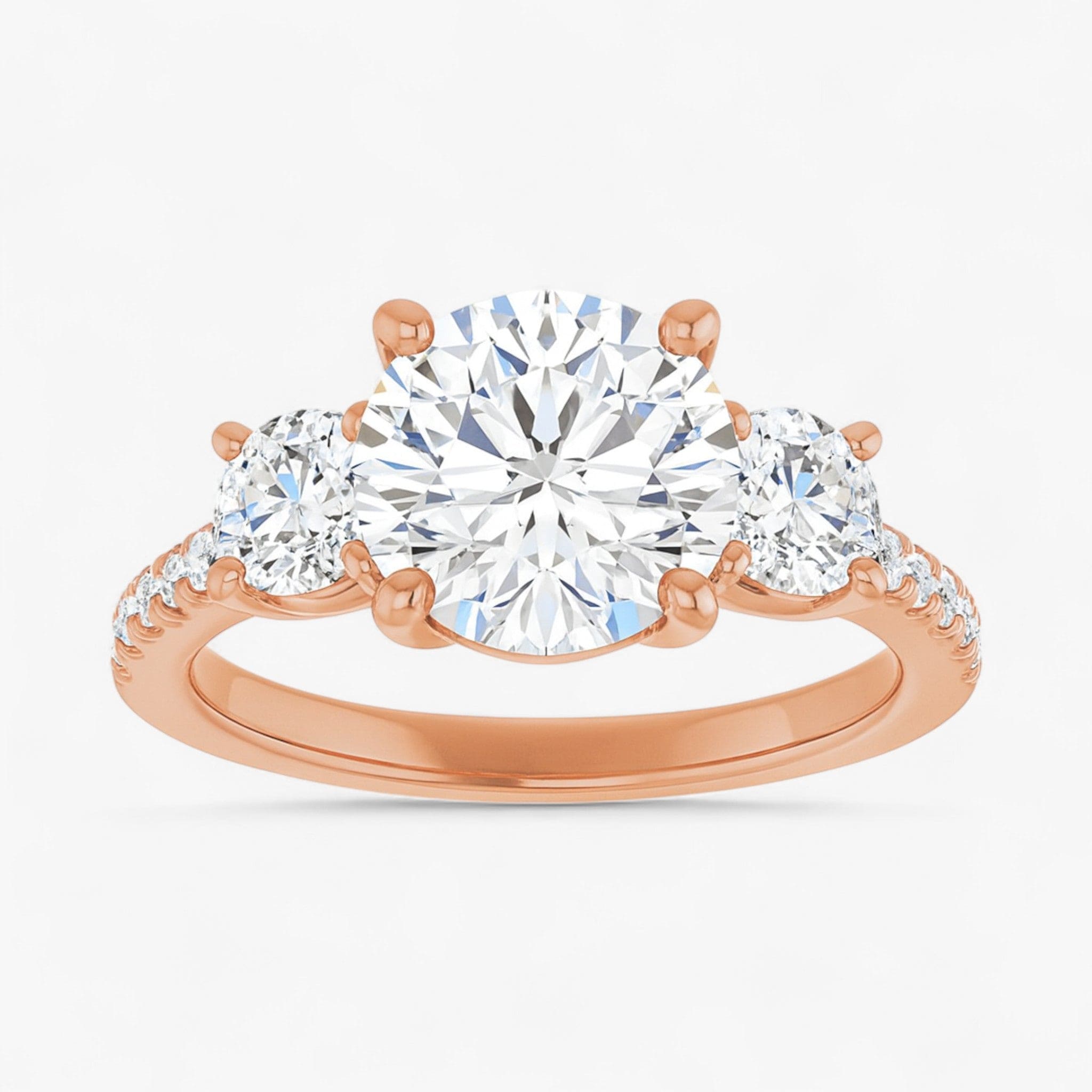 The Iconic 3-Stone Pavé Engagement Ring | Round