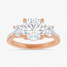 The Iconic 3-Stone Pavé Engagement Ring | Round