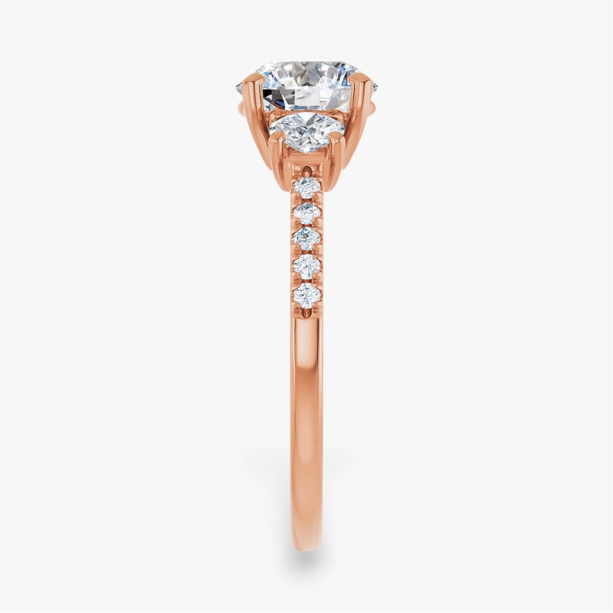 The Iconic 3-Stone Pavé Engagement Ring | Round