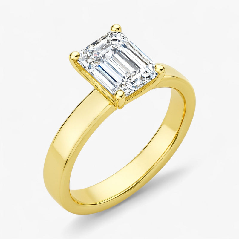 The Cigar Band Solitaire Engagement Ring | Emerald
