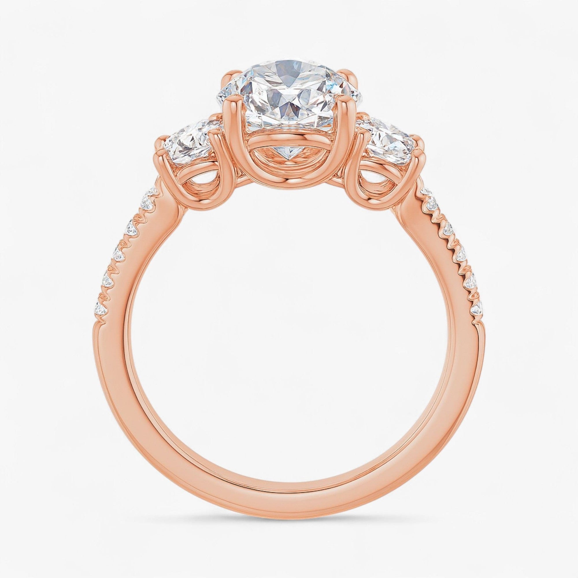 The Iconic 3-Stone Pavé Engagement Ring | Round