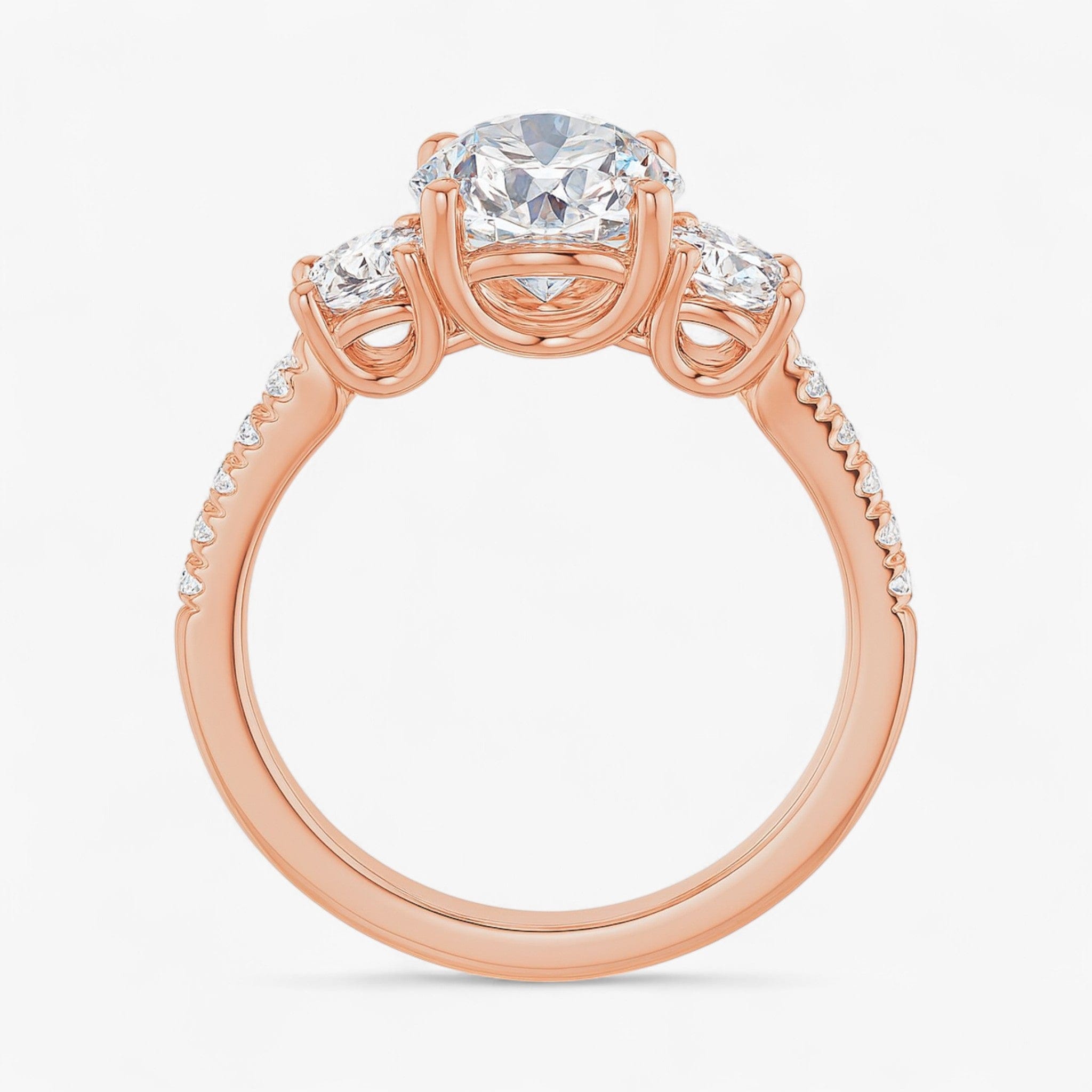 The Iconic 3-Stone Pavé Engagement Ring | Round