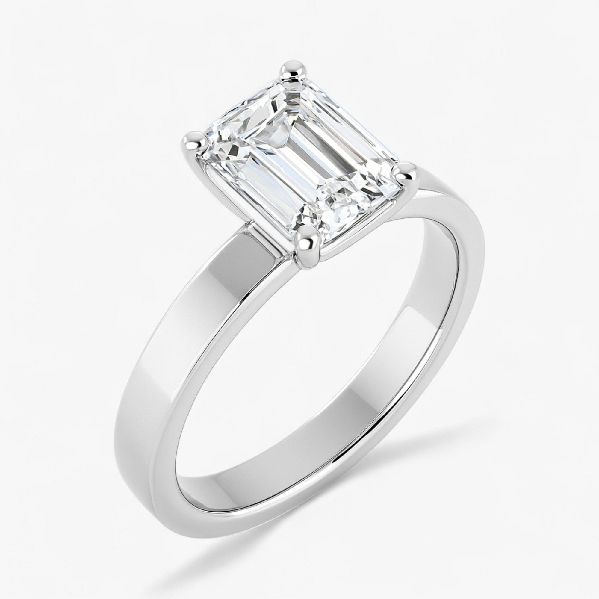 The Cigar Band Solitaire Engagement Ring | Emerald