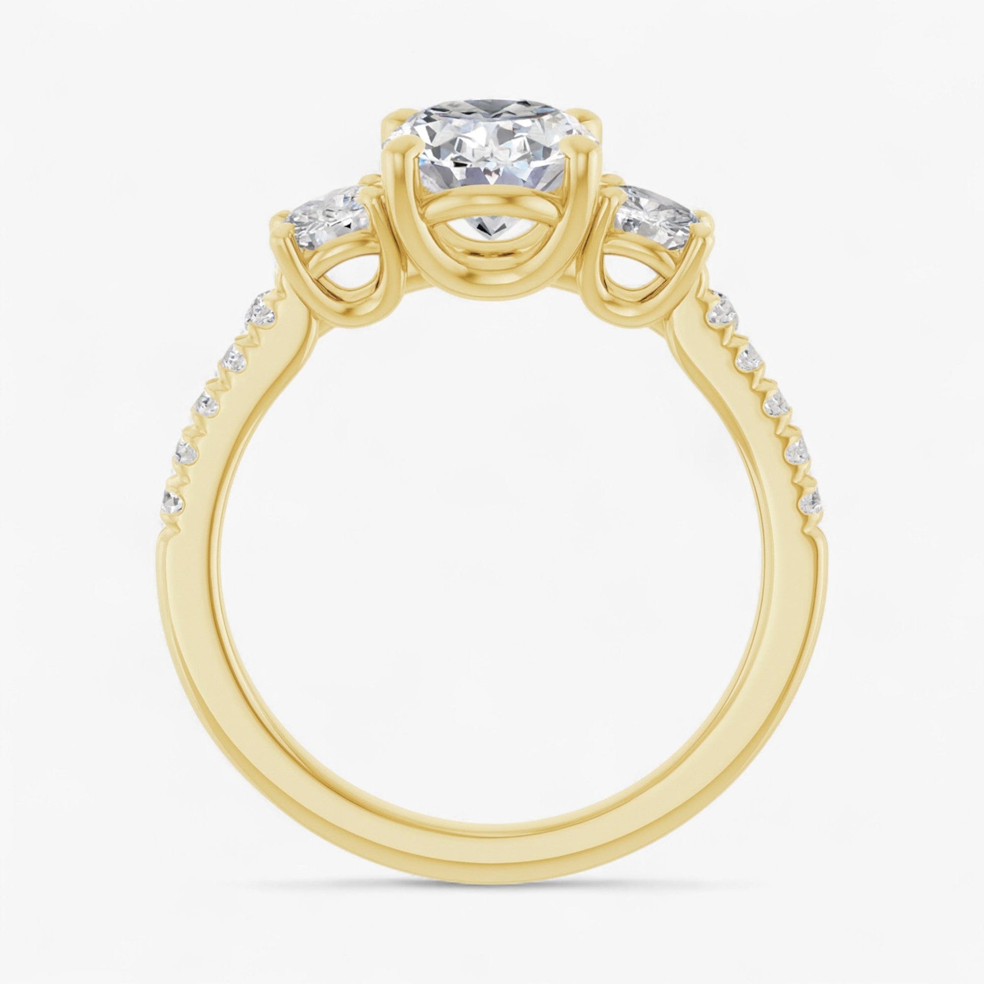 The Iconic 3-Stone Pavé Engagement Ring | Oval