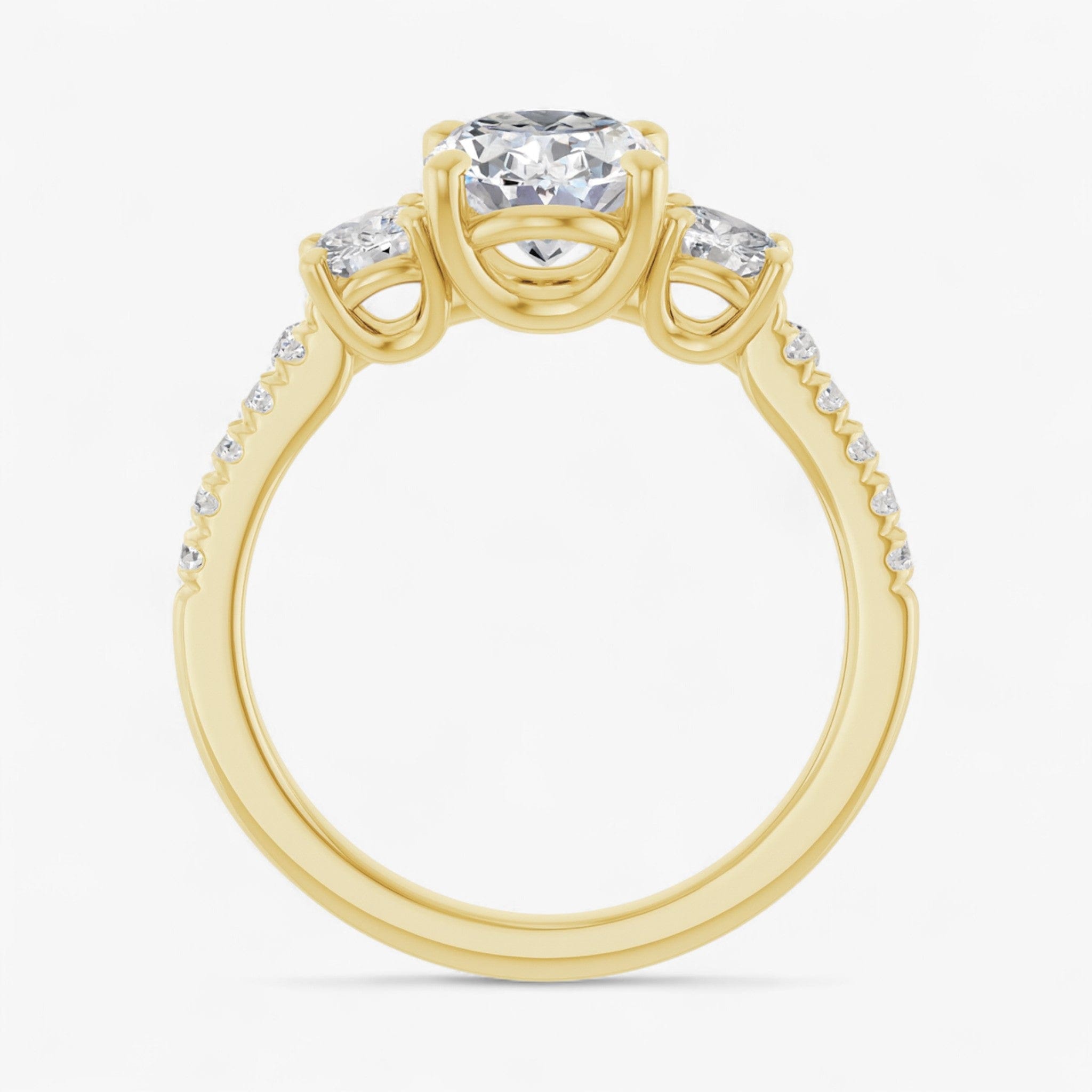 The Iconic 3-Stone Pavé Engagement Ring | Oval