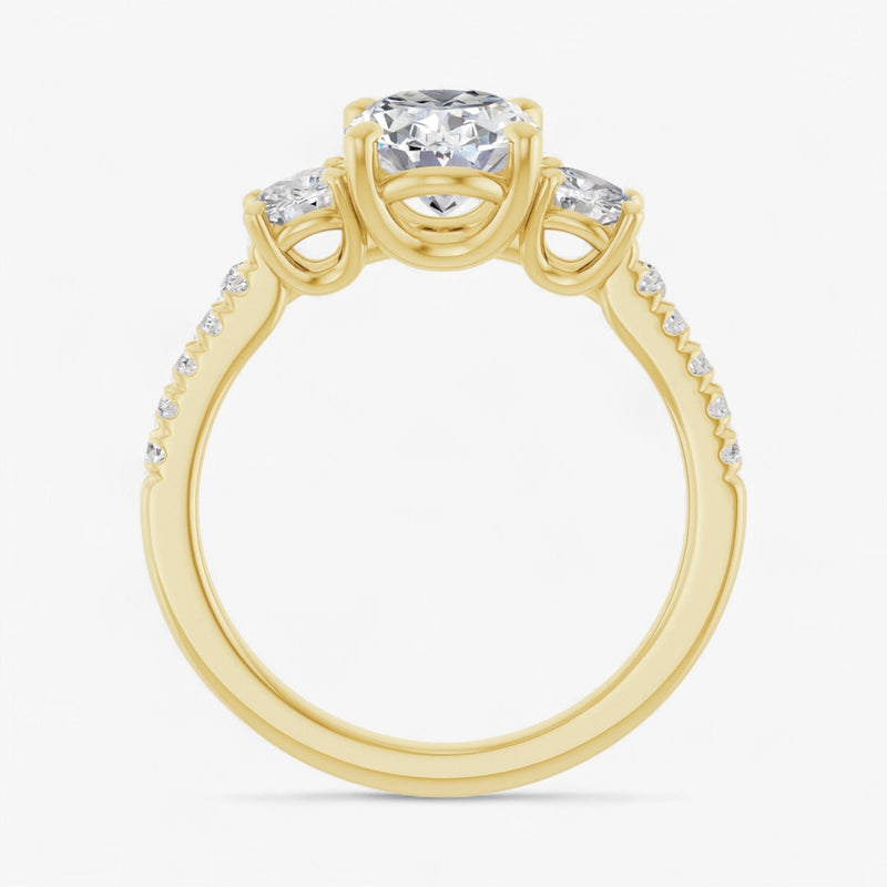 The Iconic 3-Stone Pavé Engagement Ring | Oval
