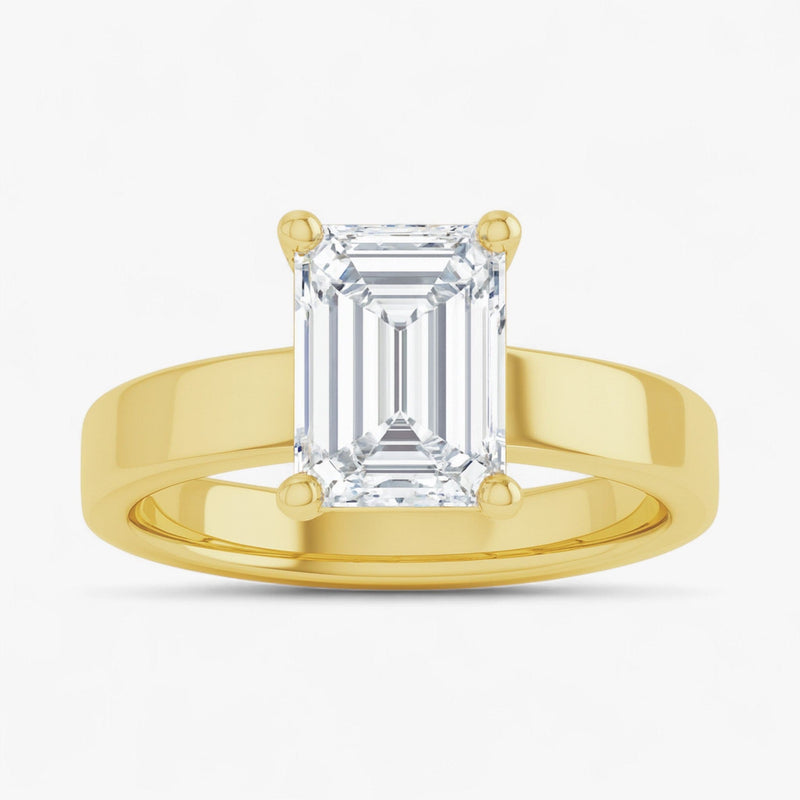 The Cigar Band Solitaire Engagement Ring | Emerald