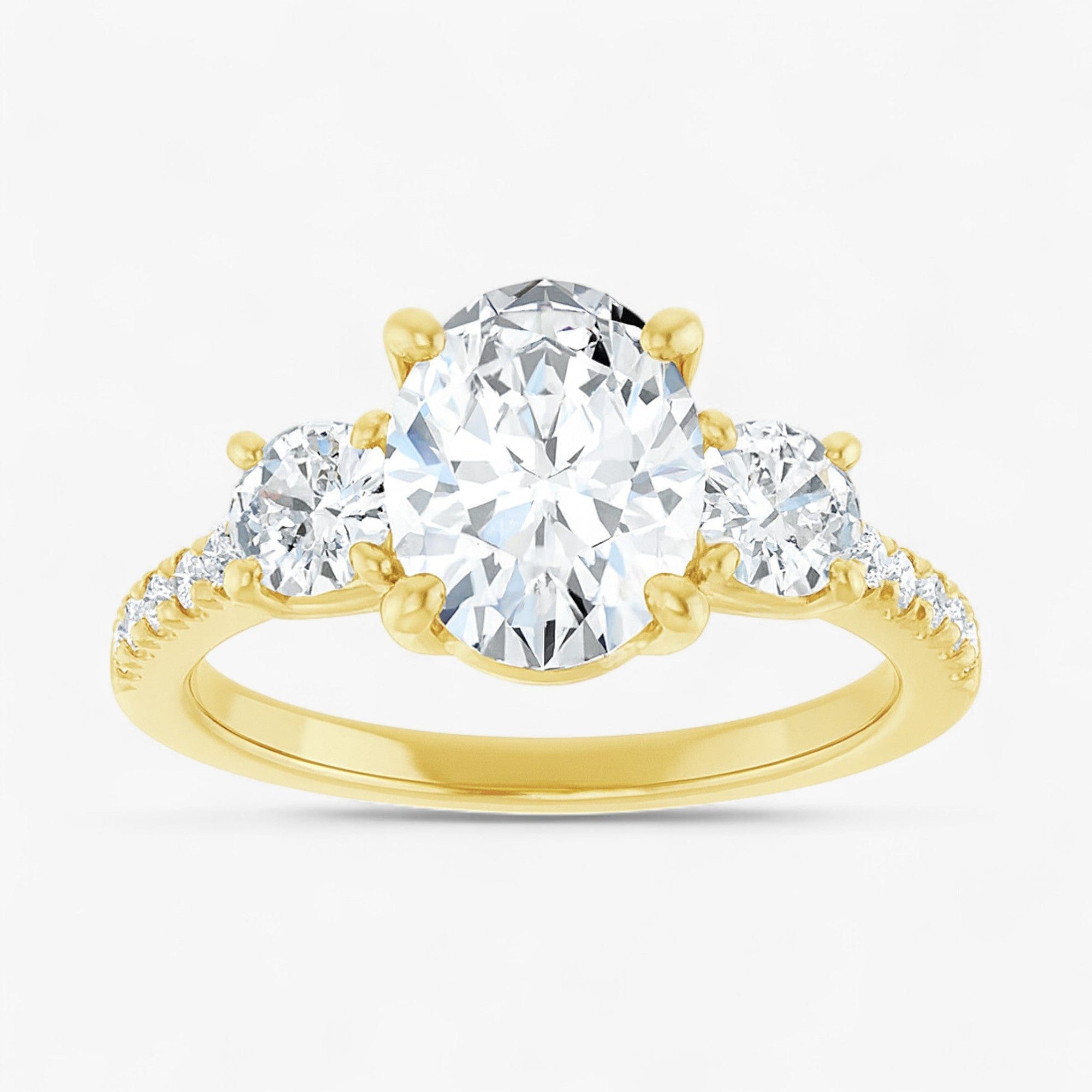 The Iconic 3-Stone Pavé Engagement Ring | Oval