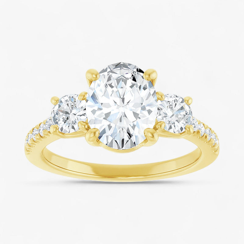 The Iconic 3-Stone Pavé Engagement Ring | Oval