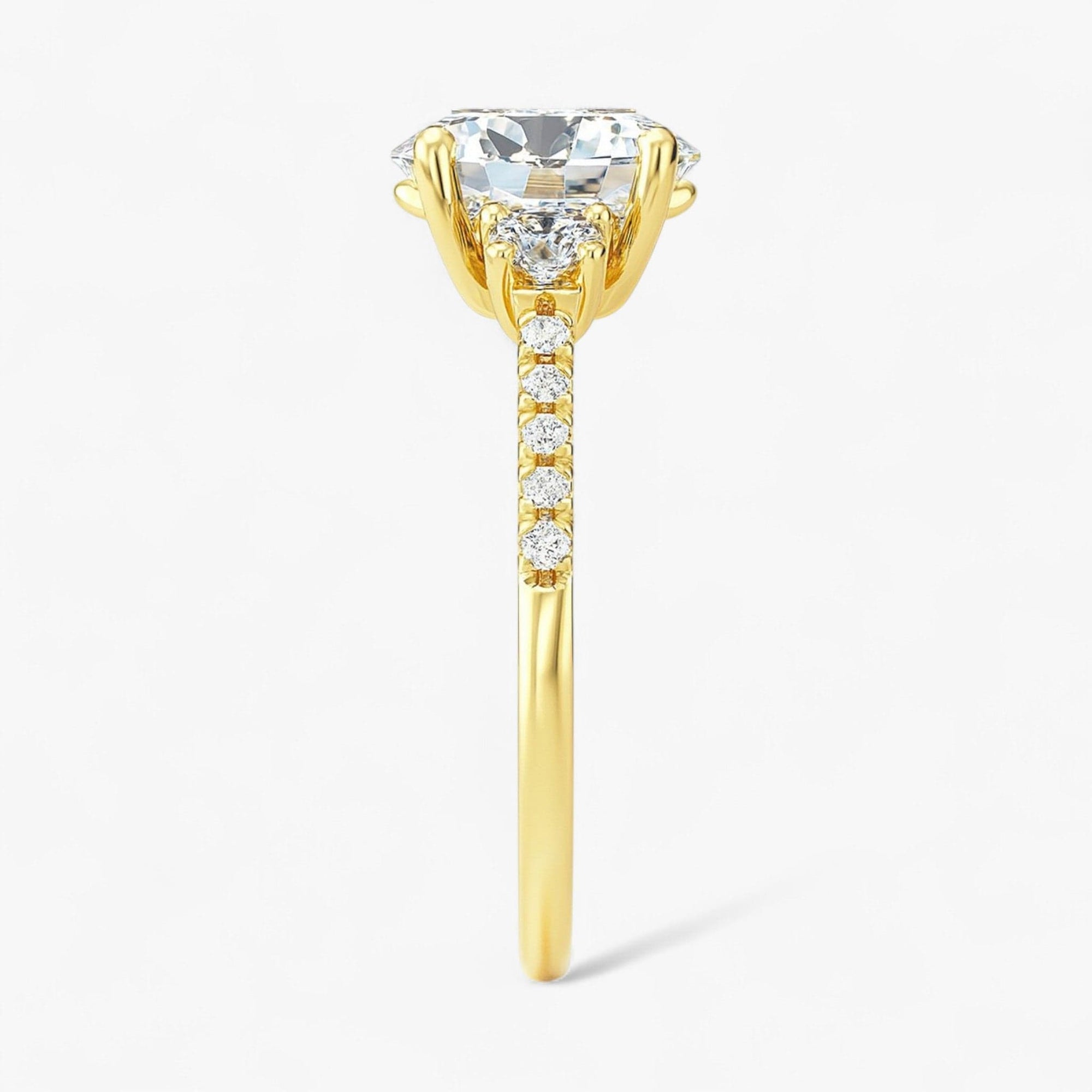 The Iconic 3-Stone Pavé Engagement Ring | Oval