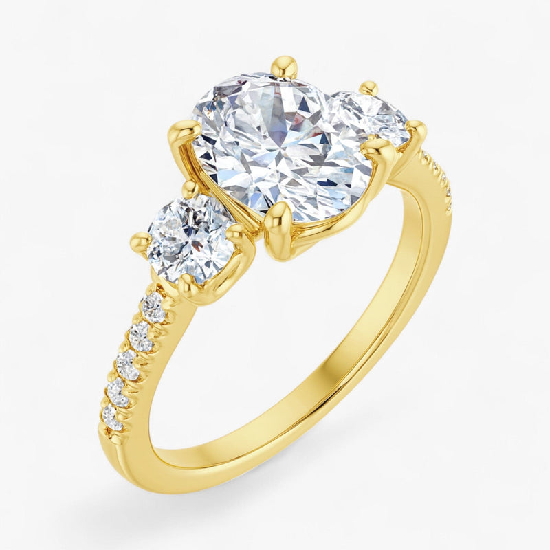 The Iconic 3-Stone Pavé Engagement Ring | Oval