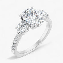 The Iconic 3-Stone Pavé Engagement Ring | Oval