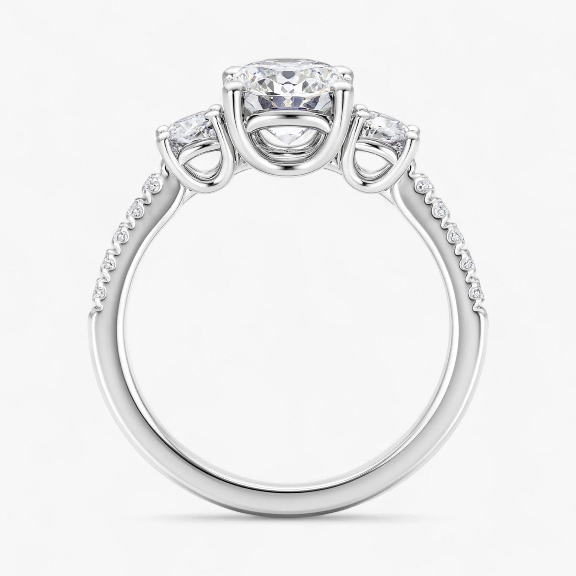 The Iconic 3-Stone Pavé Engagement Ring | Oval