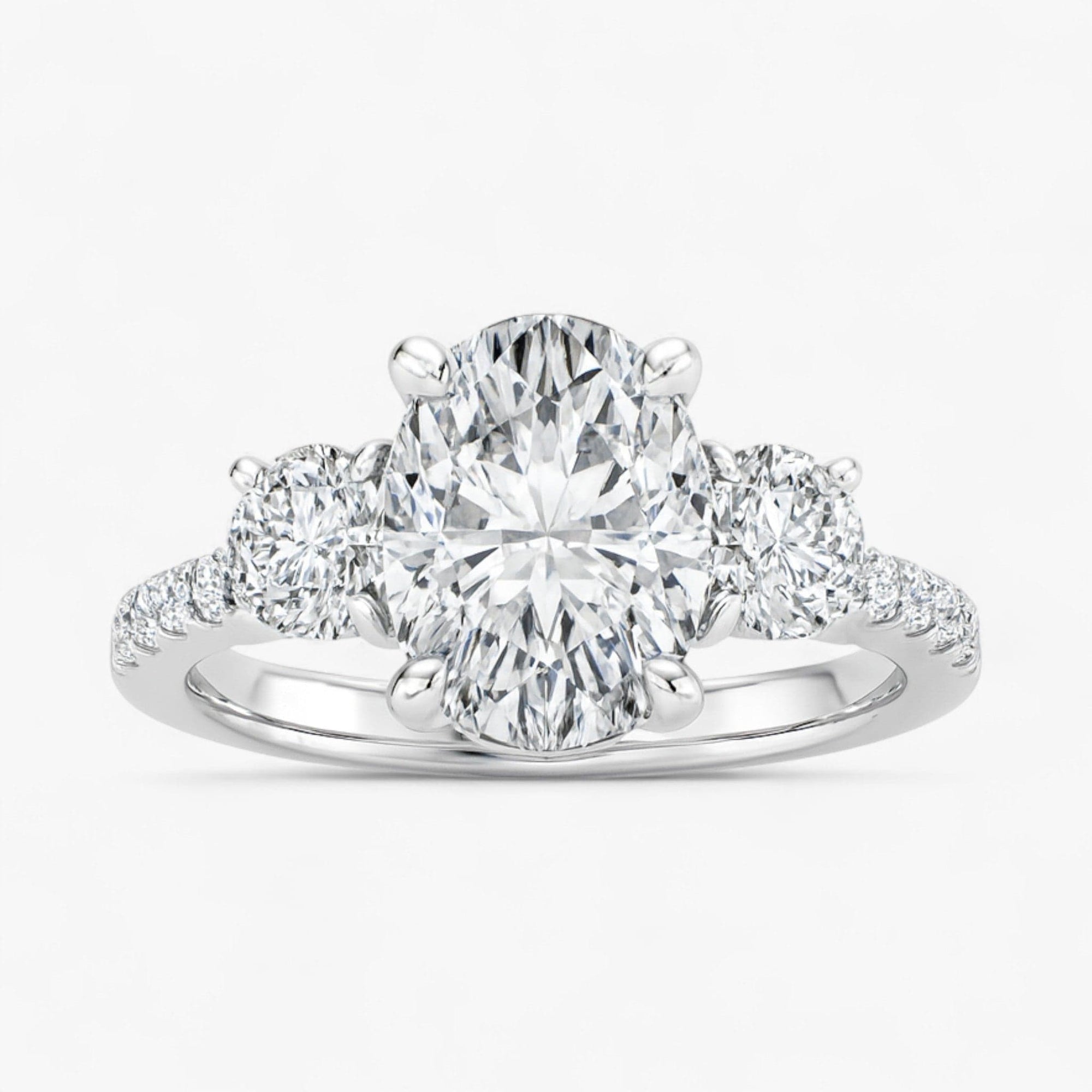 The Iconic 3-Stone Pavé Engagement Ring | Oval
