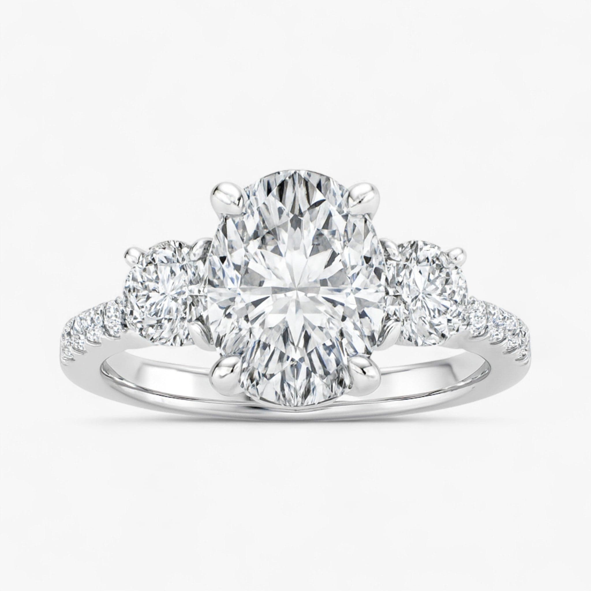 The Iconic 3-Stone Pavé Engagement Ring | Oval