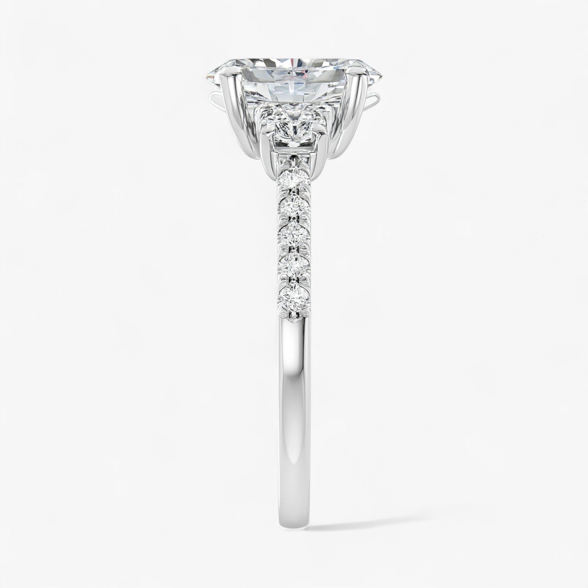 The Iconic 3-Stone Pavé Engagement Ring | Oval