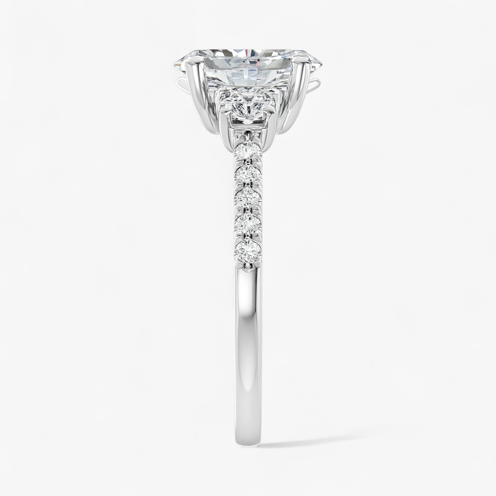 The Iconic 3-Stone Pavé Engagement Ring | Oval