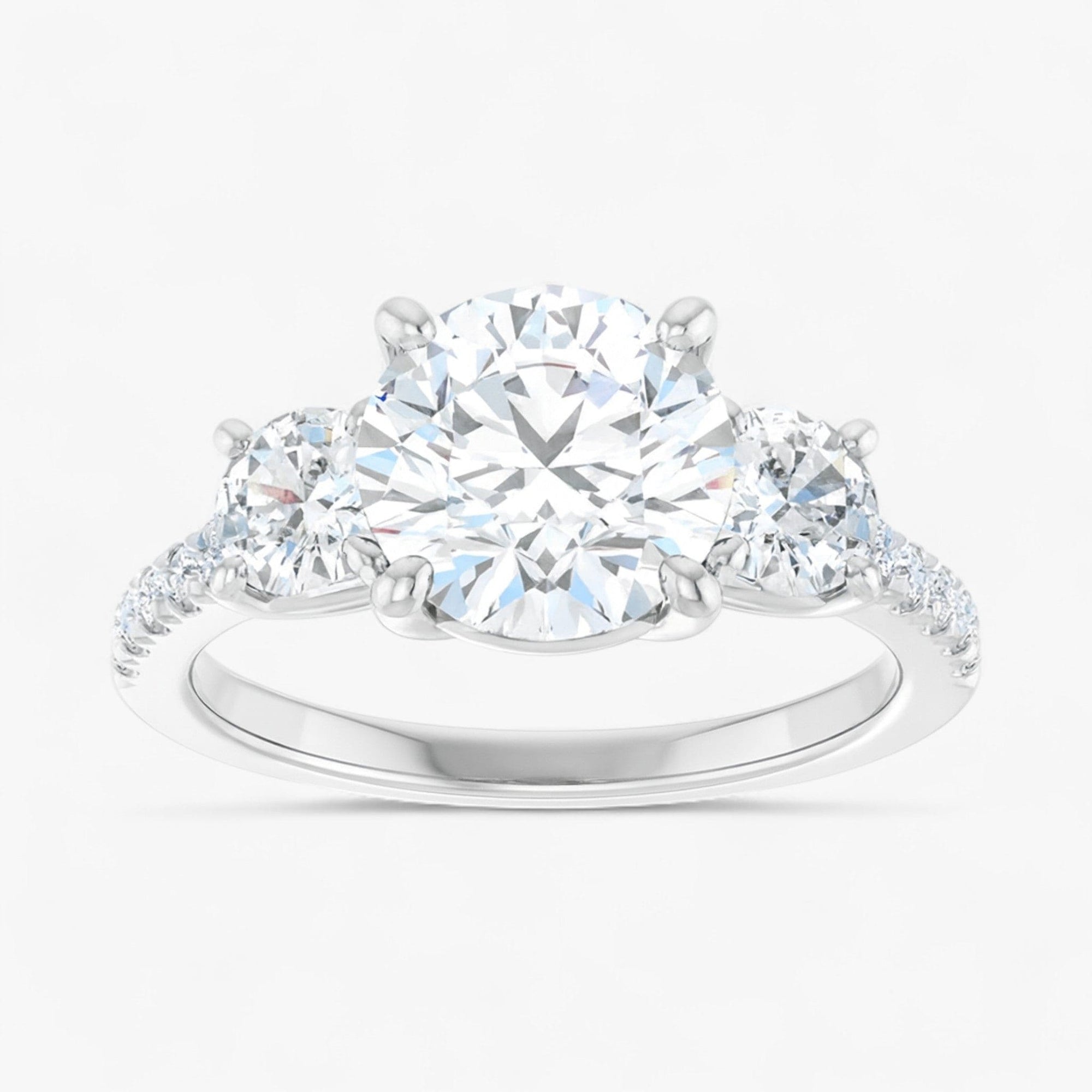 The Iconic 3-Stone Pavé Engagement Ring | Round
