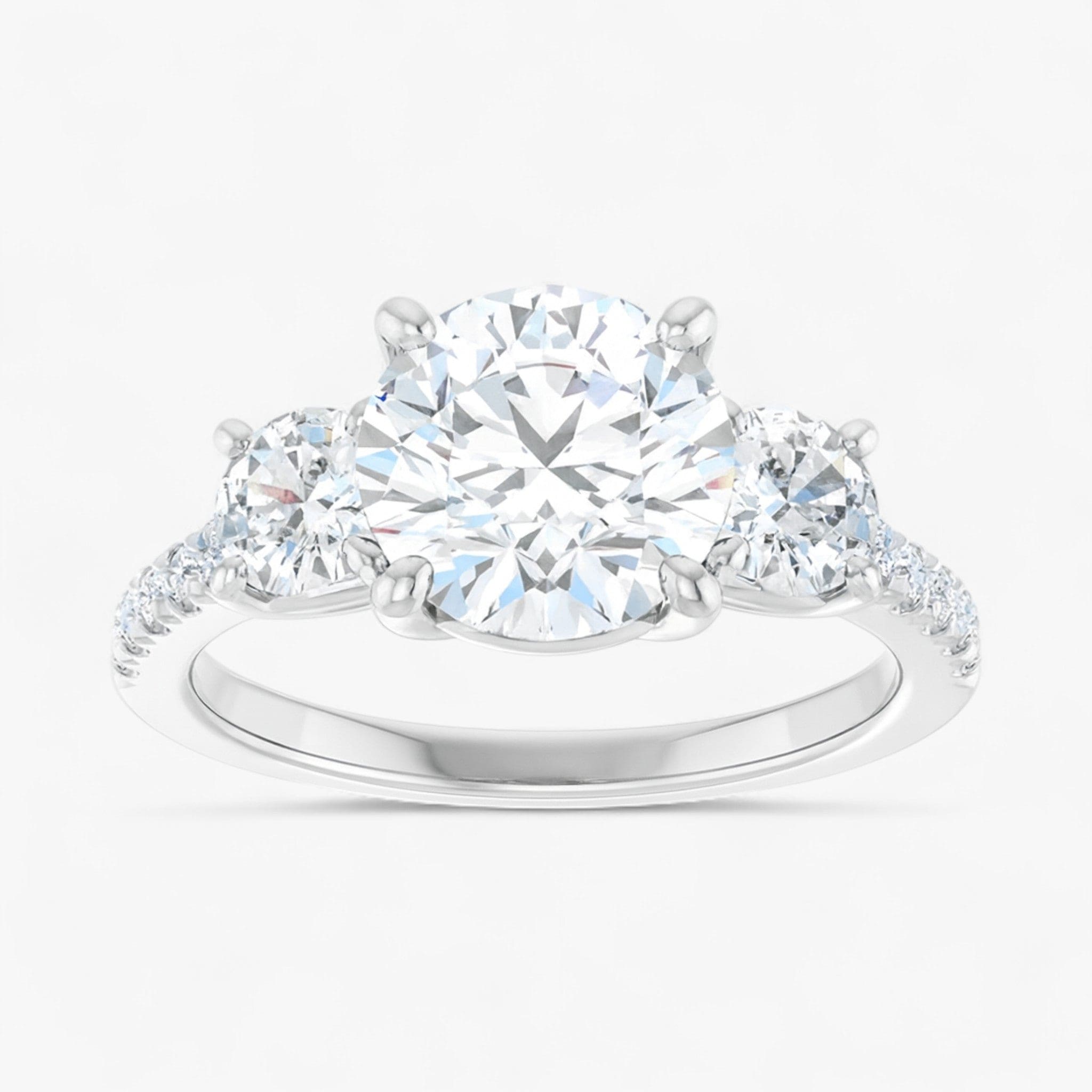 The Iconic 3-Stone Pavé Engagement Ring | Round