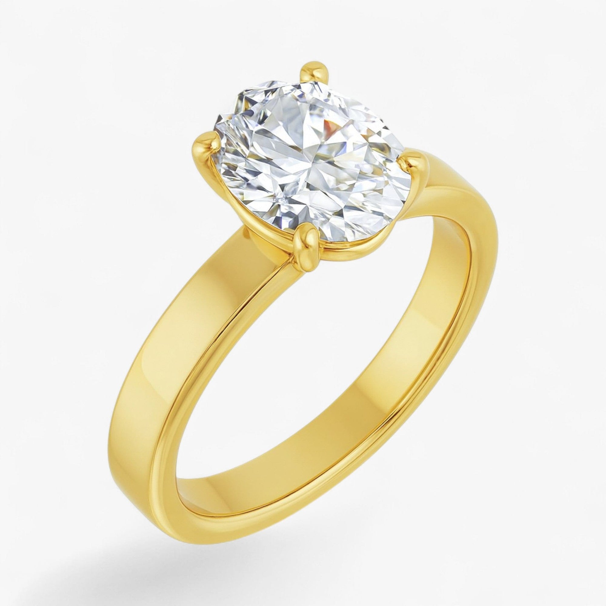 The Cigar Band Solitaire Engagement Ring | Oval