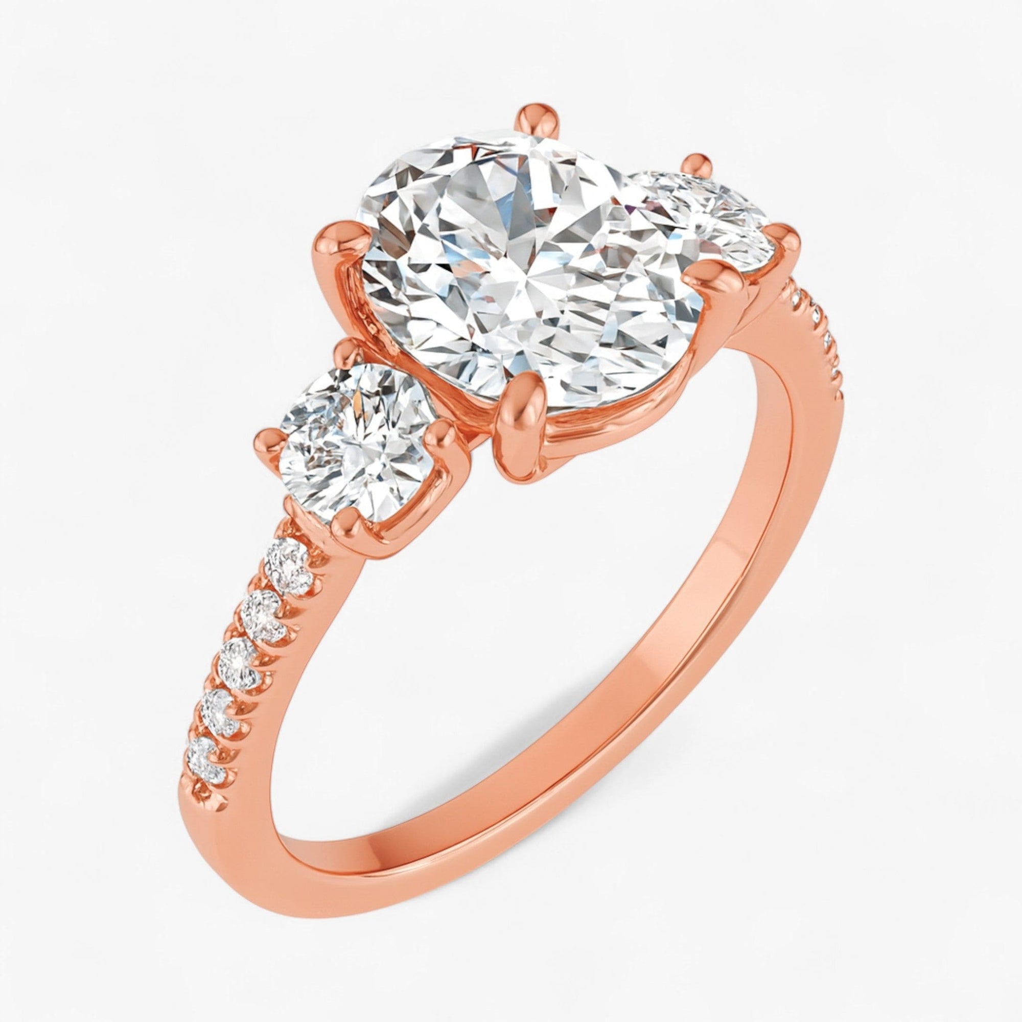 The Iconic 3-Stone Pavé Engagement Ring | Oval