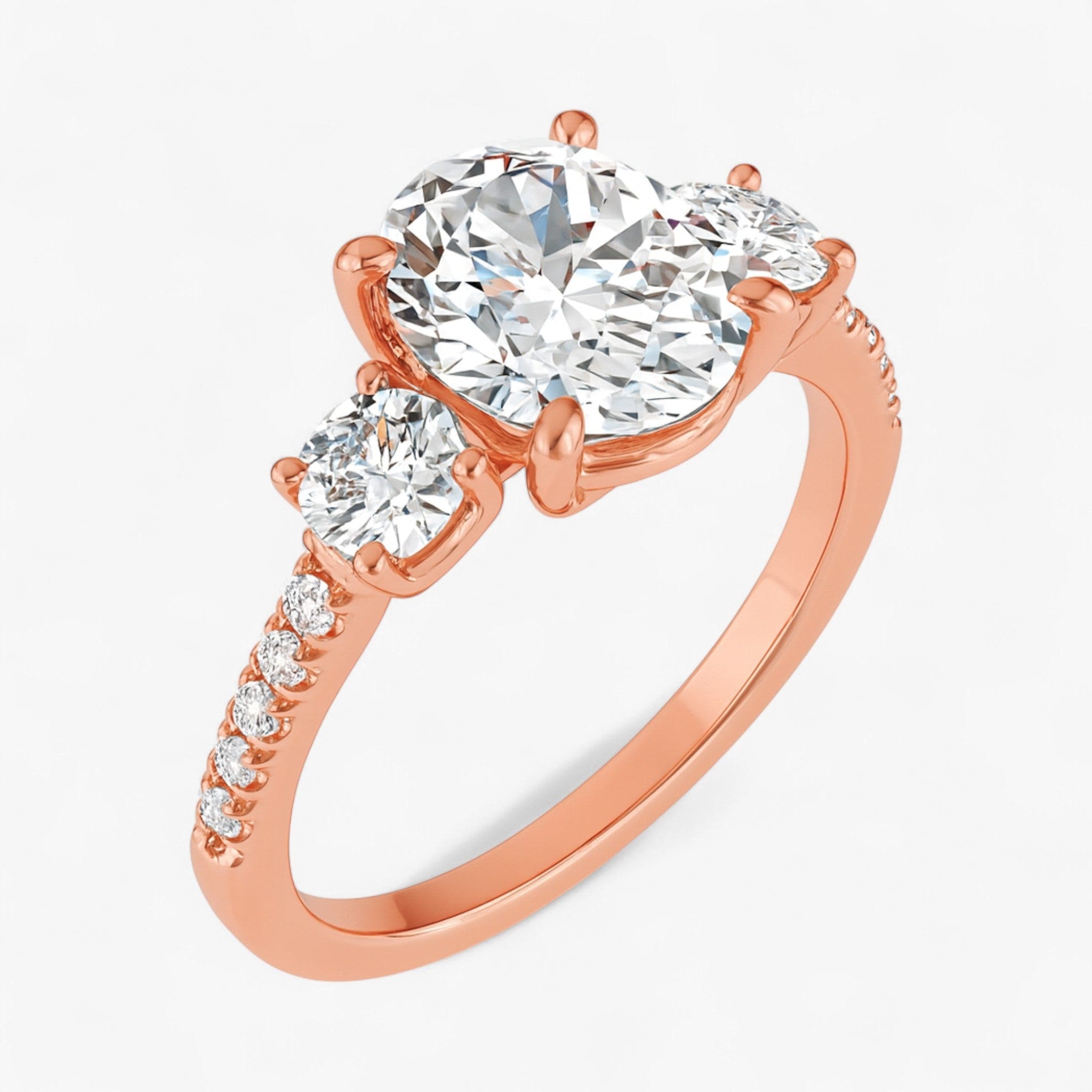 The Iconic 3-Stone Pavé Engagement Ring | Oval