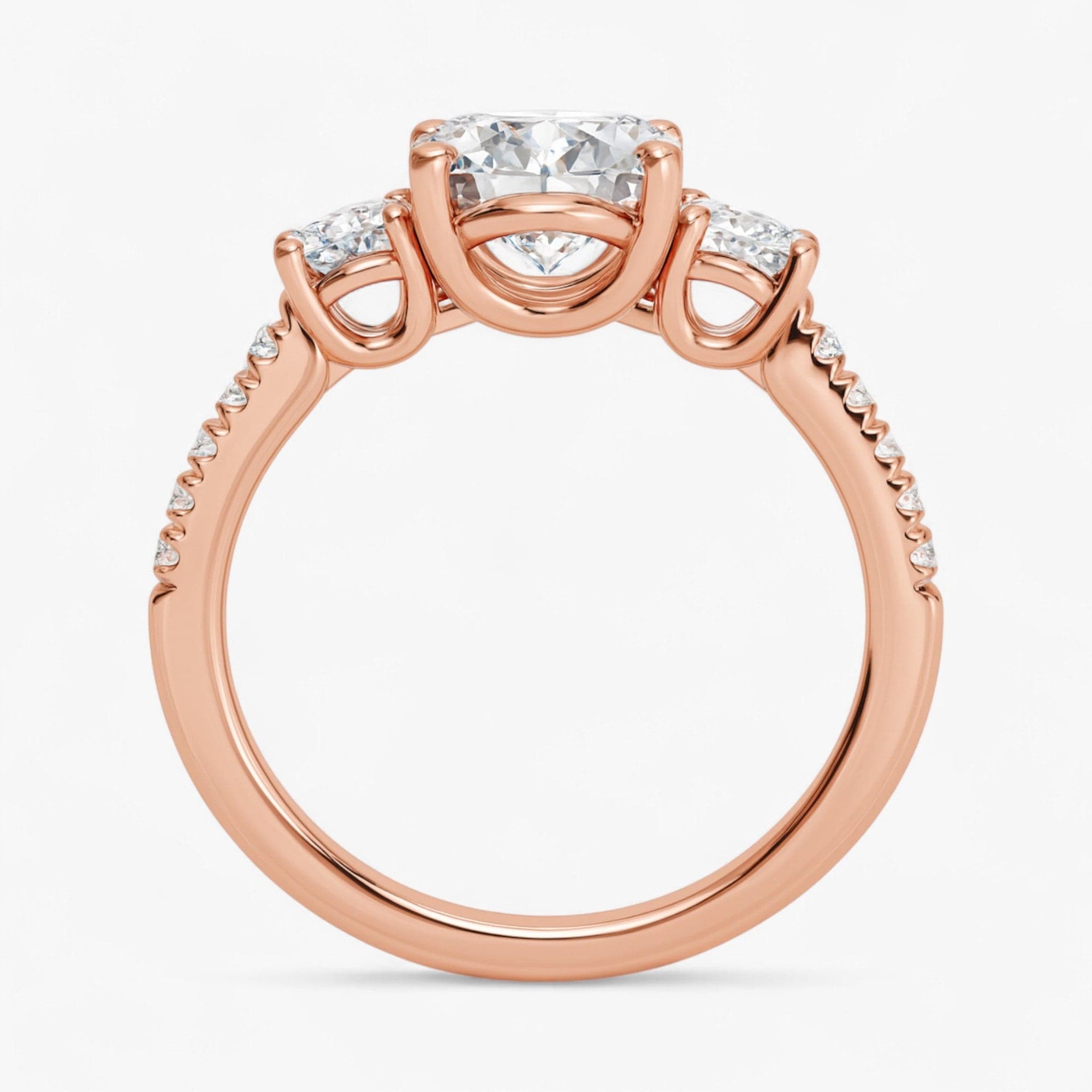 The Iconic 3-Stone Pavé Engagement Ring | Oval