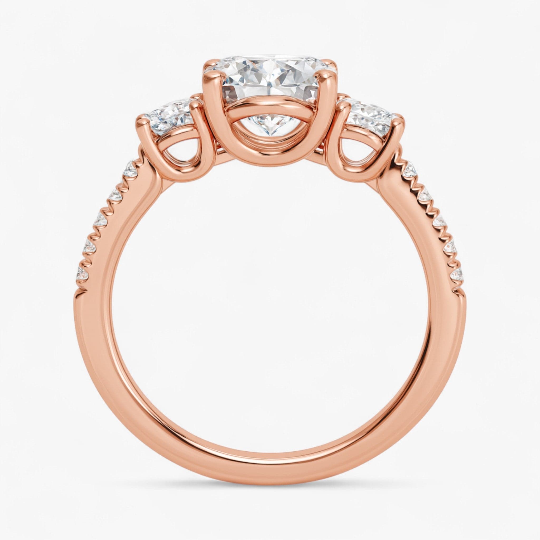The Iconic 3-Stone Pavé Engagement Ring | Oval