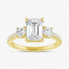The Iconic 3-Stone Pavé Engagement Ring | Emerald