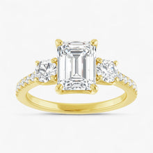 The Iconic 3-Stone Pavé Engagement Ring | Emerald