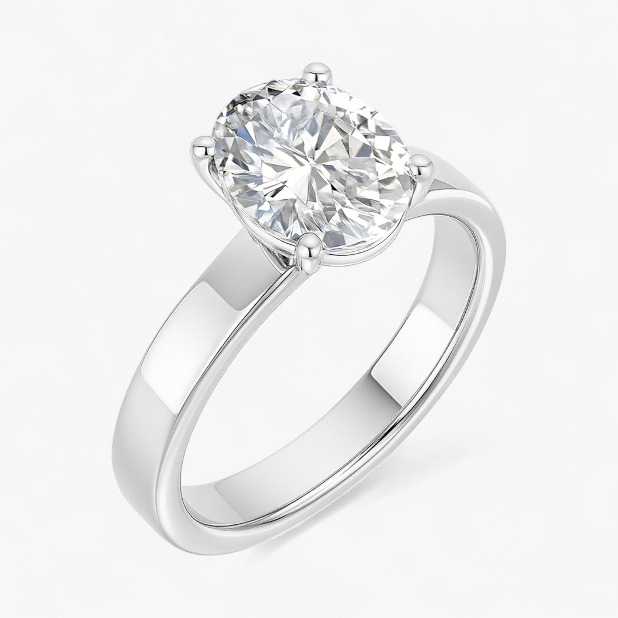 The Cigar Band Solitaire Engagement Ring | Oval