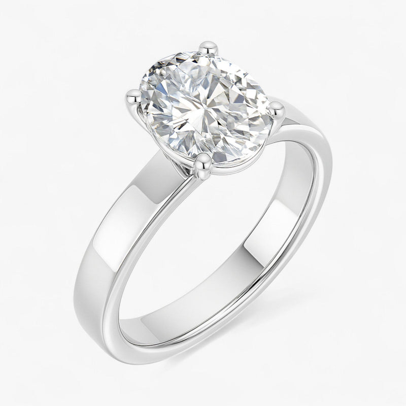 The Cigar Band Solitaire Engagement Ring | Oval